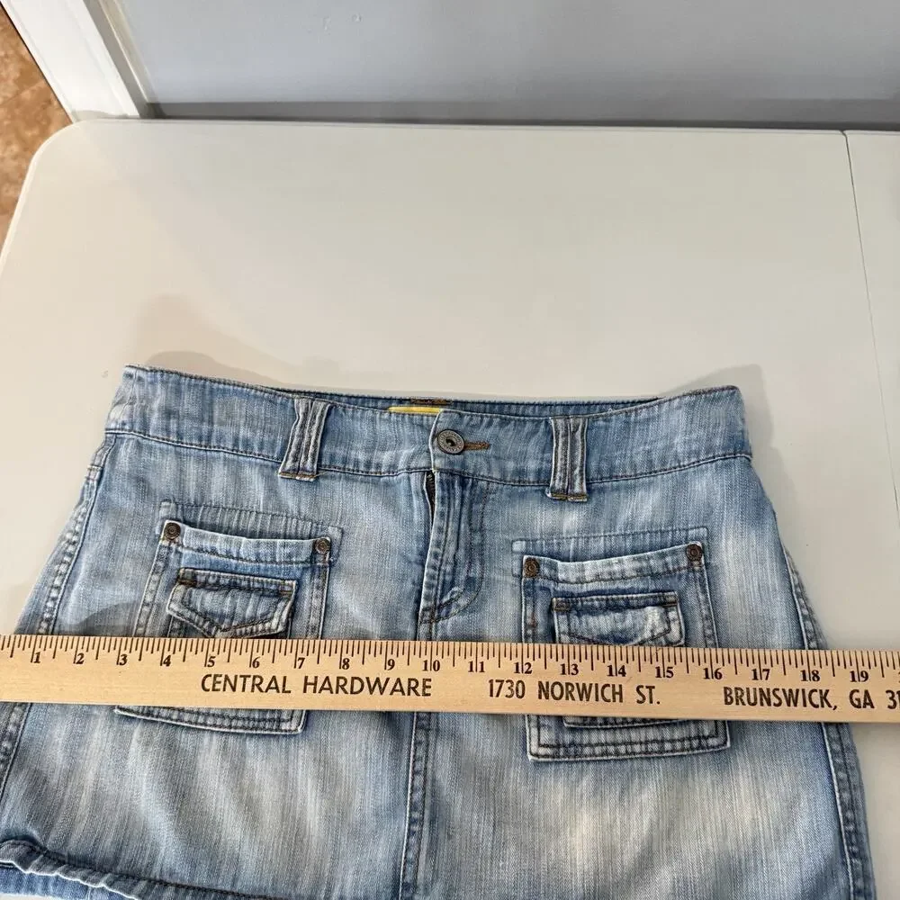 Vintage Y2K Z. Cavaricci Denim Mini Skirt Sz 7 Blue Pockets Grunge Coachella **
